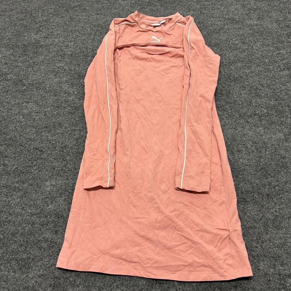 Puma Dress Womens Size M Pink Long Sleeve Cutout Cotton Blend Athleisure Sporty